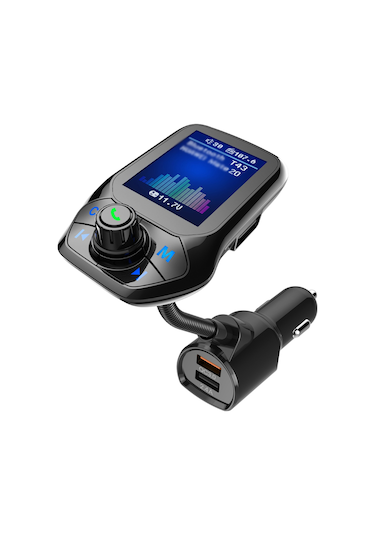 Lemestar Araç Mp3 Bluetooth Çalar T43, 1.8" Lcd Ekran, Qc3.0 Hızlı Şarj, Fm Transmitter, Ellerden Serbest Arama, Akü Gerilimi Tespiti, 12-24v
