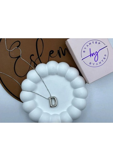 Byantep Balon Harf Çelik Kolye D Harf Silver Gri