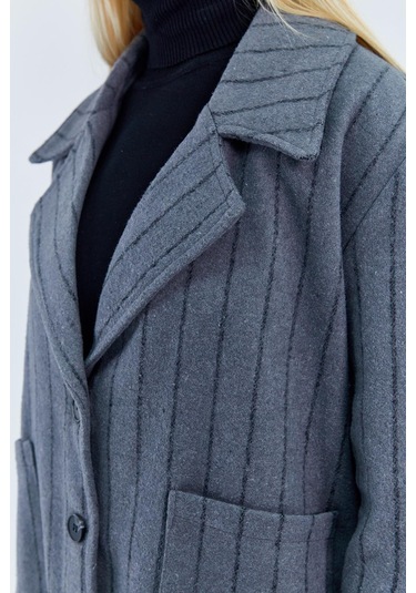 4579 Kadın Koldan Katlamalı Ceket Gri Gri