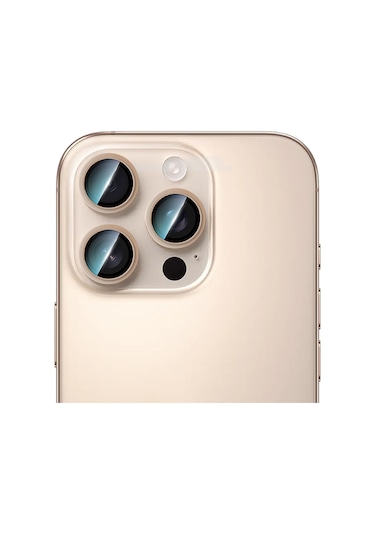 Apple Uyumlu   iPhone 16 Pro Max Caseworld Alloy Serisi Oleofobik Anti Reflective Kamera Lens Koruyucu Gold