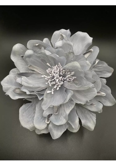 Amely Rid Kumaştan Büyük Çiçek Fiyonk Broş Tokalı 236336077 Gri