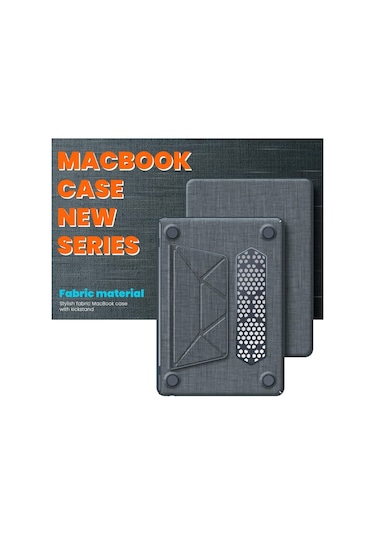 Macbook Uyumlu Pro 13inç A2159 A1989 A1706 A1708 Kılıf Nubuk Üçgen Standlı Havalandırmalı Kapak 2019/2016 Gri