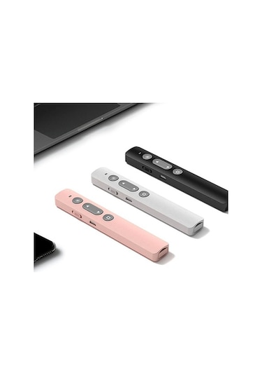 Pazly Kablosuz Sunum Uzaktan Kumandası 2.4ghz Kırmızı Işık Tıklayıcı Şarj Edilebilir