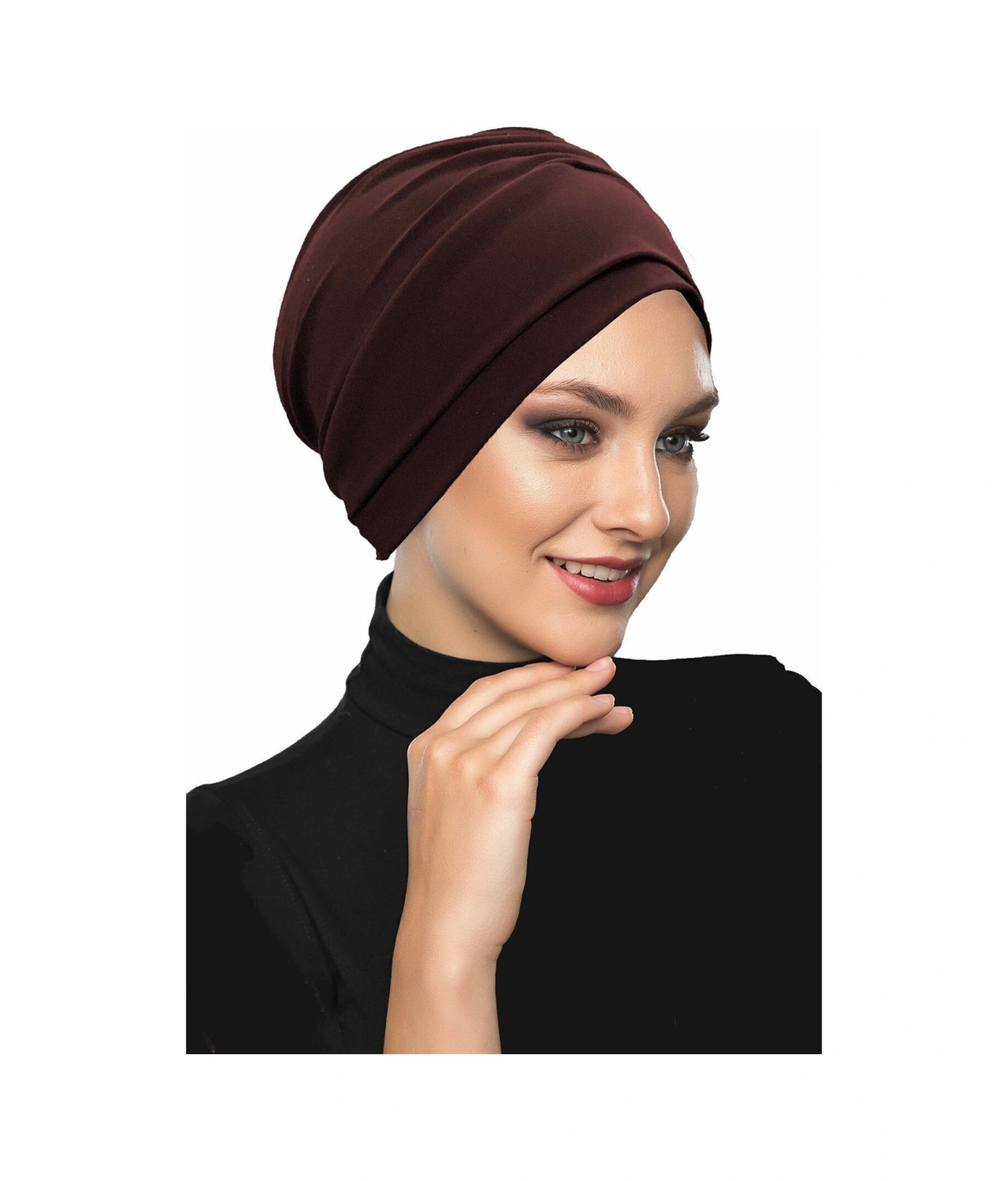 Çift Katlı Astarlı Kahve Hazır Türban Tesettür Dış Ve Havuz Bonesi Kahve