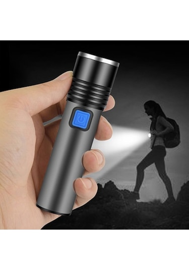 Watton Şarjlı Zoomlu El Feneri 150-200Mt Uzun  Menzil Gri