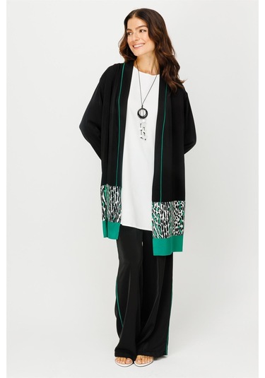 Leopar Detaylı Ceket İçtunik Pantolon Kolye Takım Yeşil-yeşil Yeşil