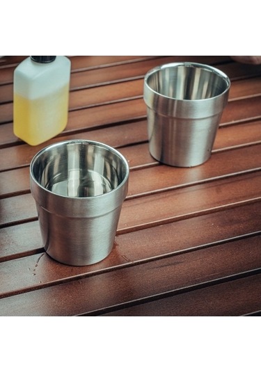 Pazly Yüksek Yığılabilir Taşınabilir Sıcaklık Dayanıklı Piknik Kupaları Paslanmaz Çelik Kamp Gümüş Gümüş
