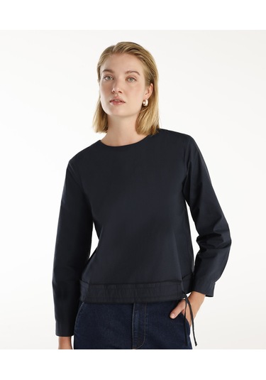 Yargıcı Önü Bağlama Detaylı Bluz Lacivert