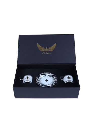 Siyah Aşk Türk Kahve Fincan Seti 2'li &hediye Kutulu Altın - Beyaz - Siyah