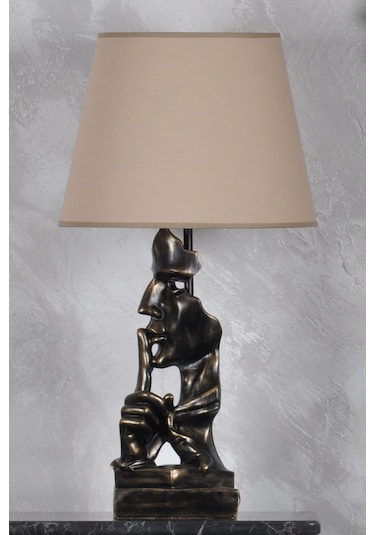 Qdec Modern Dizayn Sus Abajur Gold Bej Diğer