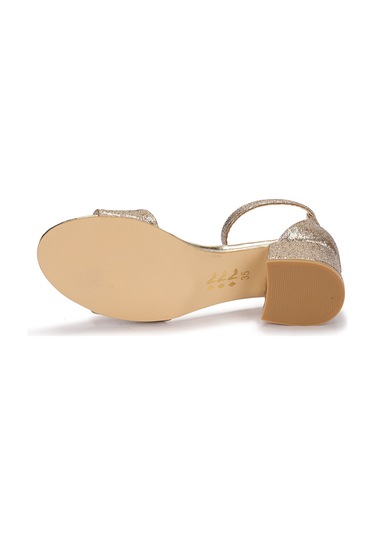 Kiko Kids 769 Kum Simli Günlük Kız Çocuk 4 CM Topuklu Sandalet Ayakkabı Altın 001