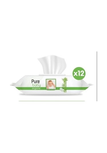 Pure Baby Organik Bambu Özlü Islak Havlu 12 x 90 1080 Yaprak