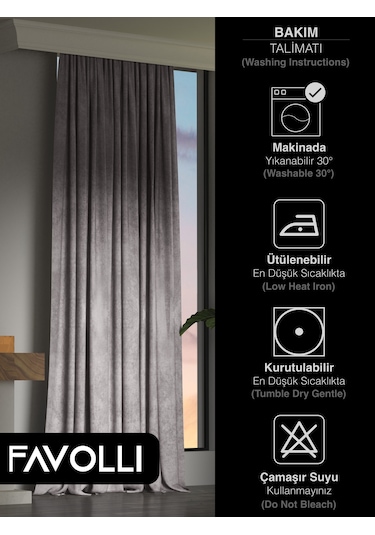 Kadife Dokulu Gümüş Grisi Ada Fon Perde Ekstrafor Büzgülü Dream Series Gümüş Gri Gri - Gümüş