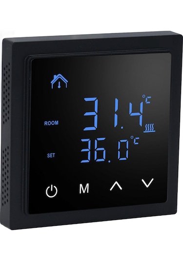 Moveevo Mh1828a Siyah Akıllı Zemin Isıtma Termostati - Led Ekranlı, 16a, 1 C Hassasiyetli, Kaza Kilitli, Kesinti Belleği, Ac85-250v Uyumlu