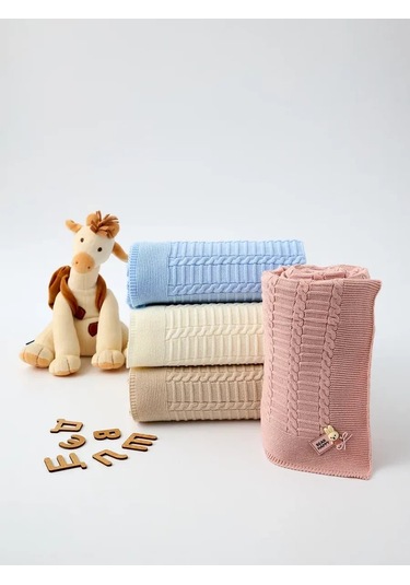 Mk Accessories Yenidoğan İçin Örgü Battaniye 100x100 Cm 269118676 Tozlu Pembe