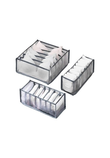 Cbtx Çekmece Bölücü Katlanabilir Dolap İçi Saklama Kutusu Organizatör Gri 3 Adet