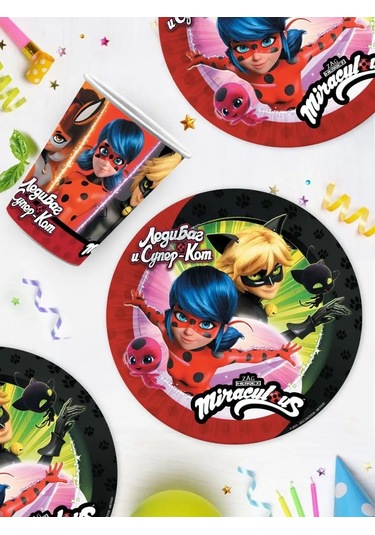 Nd Plej Ladybug And Wondercat Tek Kullanımlık Bardaklar Ve Tabaklar 155198696 100 adet
