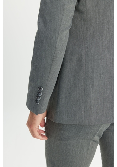 Erkek Grı Slim Fit Dar Kesim Mono Yaka Takım Elbise Gri