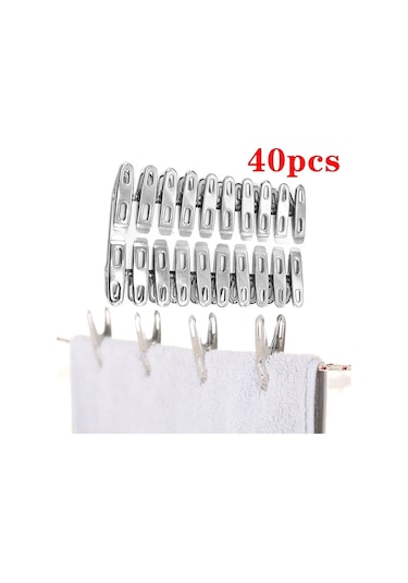 40 Adet-paslanmaz Metal Kağıt Zanaat Çelik Ev 40 Adet Elbise Po Klipler Klip Clothespin Pin Seti Ev Peg Dekorasyon Depolama Klipleri