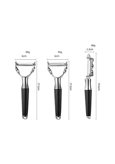 Pazly Cbtx 304 Paslanmaz Çelik Soyma Bıçağı Meyve Ve Sebze Kazıyıcı Soyucu, Çok Fonksiyonlu Tırtıklı Siyah