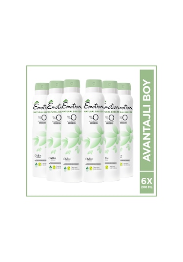 Emotion Natural Breeze Kadın Sprey Deodorant 6 x 200 ML