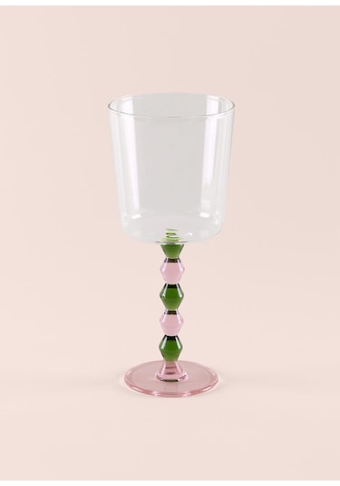 The Mia Bead Şarap Kadehi Yeşil 300 Ml Şeffaf