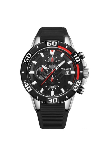 Megır Erkek Saatleri Kuvars İş Saati Spor Kronograf Işıklandırmalı 3atm Su Geçirmez Saat Dakika Saniye Gösterimi Silikon Kayışlı Moda Analog Kol Saati Erkekler İçin Çok Renkli