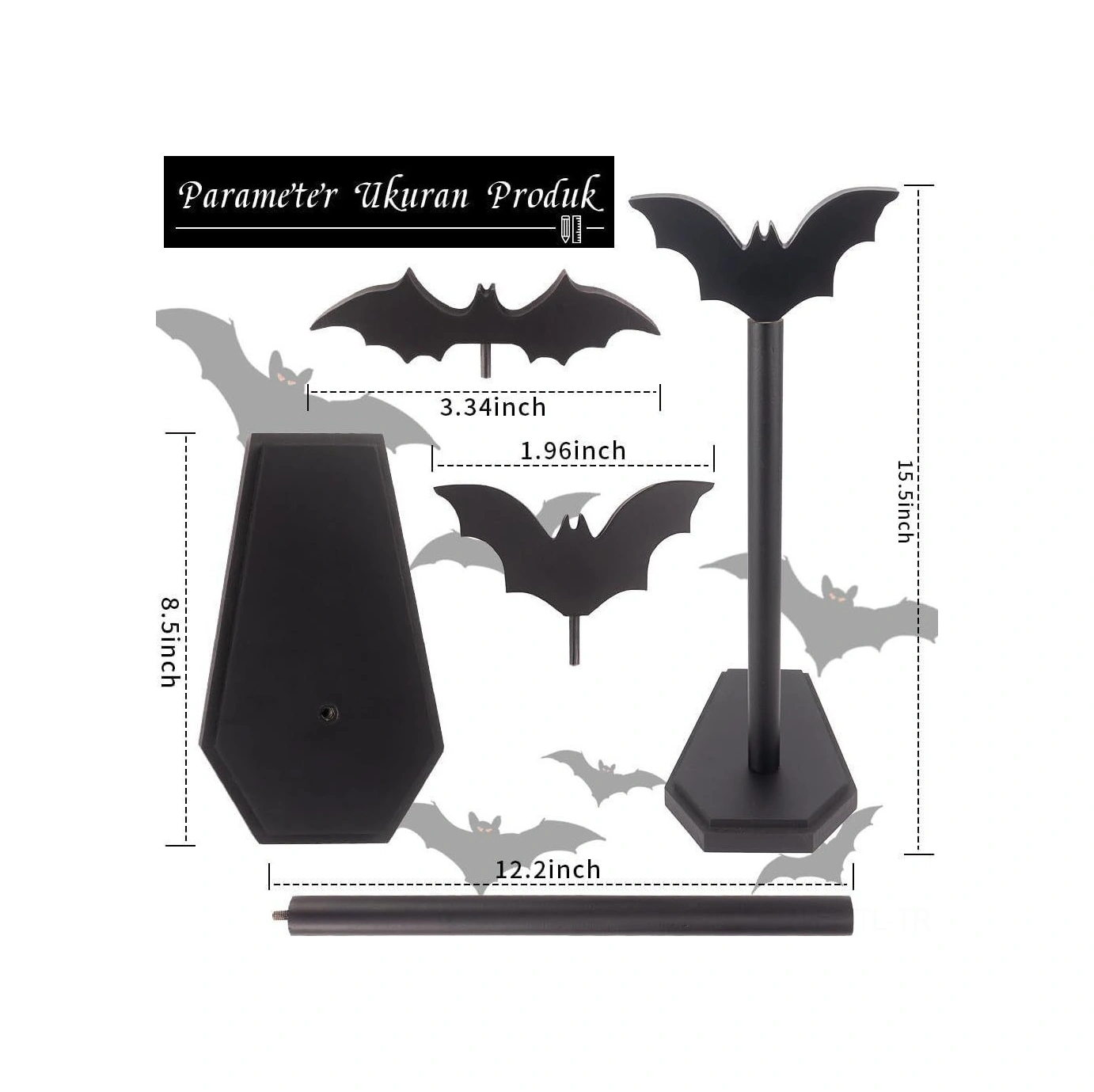 Hombey Gotik Ahşap Parçalanabilir Defne Şekilli Peçete Tutucu - Halloween Masa Dekoru Ve Pratik Peçete Saklama Aleti Siyah