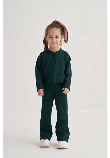 Modal İspanyol Paça Takım 2-7 Yaş Zümrüt Yeşil