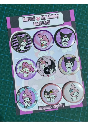 Kuromi & My Melody Rozet Seti 9 Adet 44mm