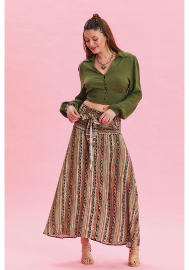 Salaş Asimetrik Etek Haki