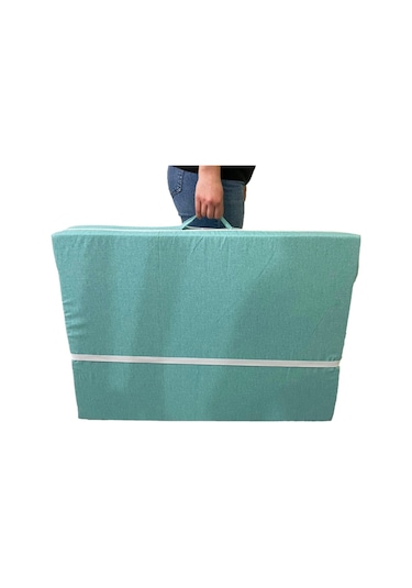 Katlanır Yatak Yer Yatağı Sünger Yatak Tek Kişilik 80x180 Su Yeşili Kırçıllı