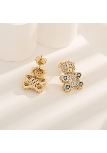 Flybuy Yeni Oyuncak Malzeme Küpe Küpe Koleksiyonu Hp4010 - Gümüş Bayrak Bakır Ayı Küpe, Kadınlar İçin Sevimli Romantik Tasarım Gümüş