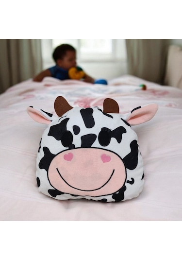 Peluş Yumuşak Oyuncak Ve Yastık - Sevimli Oda Dekoru Ve Uyku Arkadaşı Yıkanabilir İnek Joa