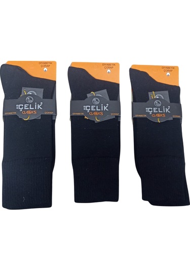 Asçelik 3 Lü Diyabetik Erkek Çorap Siyah Çok Renkli