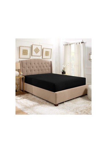 Lastikli Pamuklu Ranforce Dokuma Kumaş Çarşaf Siyah