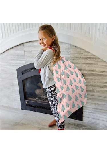 Büyük Noel Baba Hediye Çantası, Pamuklu Kordonlu, Yeniden Kullanılabilir Noel Ağacı Kurdele