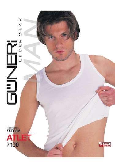 Erkek Beyaz Süprem Atlet % 100 Pamuklu Atlet 3'lü Paket 100-3b Beyaz