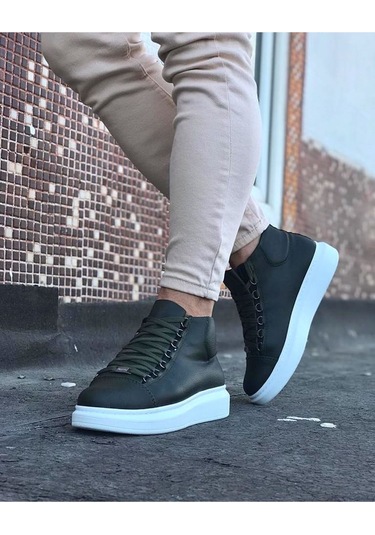 Wagoon Wg032 Haki Bağcıklı Sneakers Yarım Bilek Bot Haki
