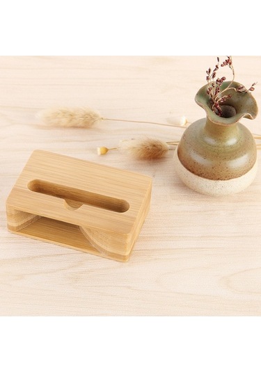 Fortunelane Sarı Şimşek Bambu Fiziksel Hoparlörlü Telefon Tutucu - Modern Tasarım, Geniş Boyut Desteği