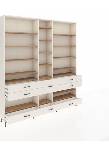 Arges Dolap 19 Raflı 8 Çekmeceli 220x30x243 Aytaşı-çam/aytaşı Atlas Çam/aytası