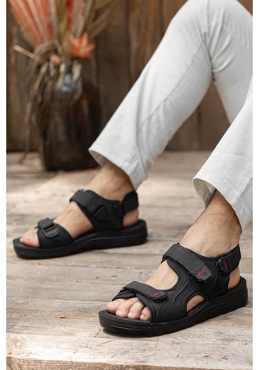 D2026 Günlük Ortopedik Confort Erkek Sandalet Siyah