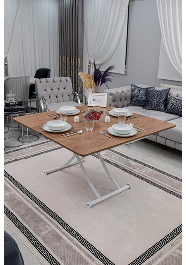 Juppo Üst Tabla Mdf Ceviz Oval Köşe Alt Beyaz İçe K