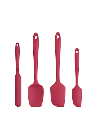 Likeable 600 Derece Fahrenheit Isıya Dayanıklı Silikon Spatula Seti Kırmızı Kırmızı