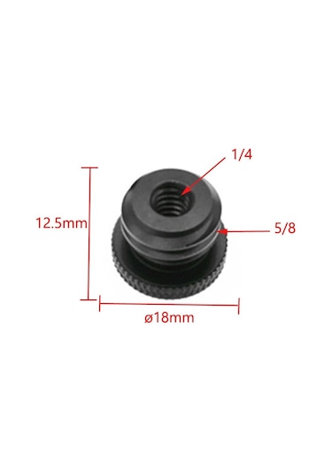 Ayex 1/4" Tripod Vidasını 5/8" Dönüştürücü Vida Adaptörü Siyah