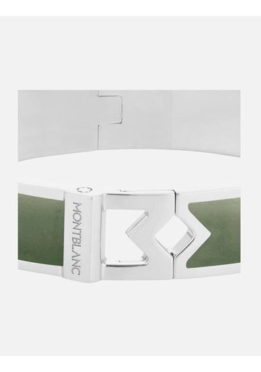 Montblanc Çelik M Logolu Kil Deri Bileklik 133123 Gri