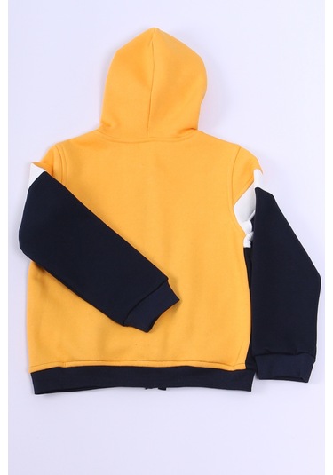 Erkek Çocuk 3 İplik Kolej Ceket Fermuarlı Cepli Desenli E6 Sarı