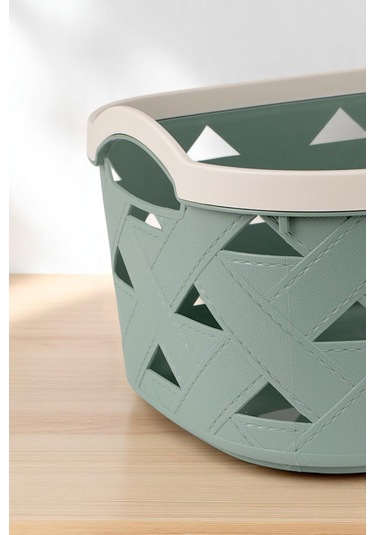 İronika 5li Dekoratif Deri Görünüm Dolap İçi Düzenleyici Saklama Kutusu Mutfak Banyo Organizer Sepet Yeşil Yeşil