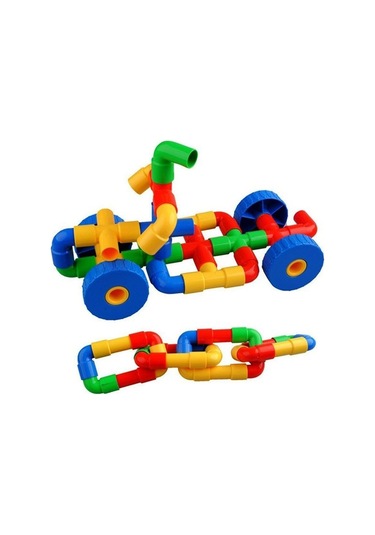 King Kids Eğitici Öğretici Tekerlekli Boru 72 Parça Dirsek