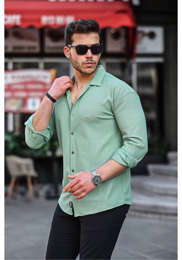 Tex Republic Erkek Yeşil Fitilli Ottoman Gömlek Yeşil